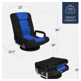 Gaming Floor Chair w/ 360-Degree Swivel, Armrest, Adjustable Backrest, Black/Blue