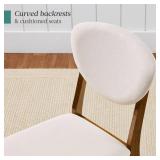 2-Piece Mid-Century Modern Wood &Upholstered Dining Chair Set, Walnut/Cream