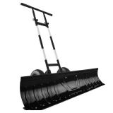 2-Wheel Snow Pusher w/ Adjustable Handle, Reflective Tape - 48in, Black
