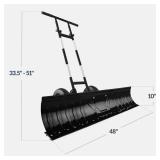 2-Wheel Snow Pusher w/ Adjustable Handle, Reflective Tape - 48in, Black