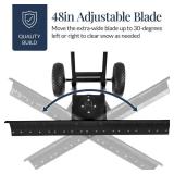 2-Wheel Snow Pusher w/ Adjustable Handle, Reflective Tape - 48in, Black
