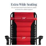 Oversized Padded Zero Gravity Chair, Folding Recliner w/ Headrest, Side Tray, Red