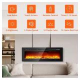 Garvee 50' Electric Fireplace, In-Wall/ Mounted, 3D Flames, 750/1500W, 5 Brightness Level Adjustment, For any room, Retail $229.99