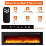 Garvee 50' Electric Fireplace, In-Wall/ Mounted, 3D Flames, 750/1500W, 5 Brightness Level Adjustment, For any room, Retail $229.99