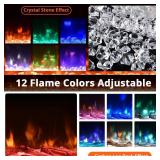 Garvee 50' Electric Fireplace, In-Wall/ Mounted, 3D Flames, 750/1500W, 5 Brightness Level Adjustment, For any room, Retail $229.99