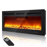 Garvee 50' Electric Fireplace, In-Wall/ Mounted, 3D Flames, 750/1500W, 5 Brightness Level Adjustment, For any room, Retail $229.99