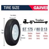Garvee ST175/80D13 Trailer Tires, 2 Pack, Load Range C 6PLY, 13' White Spoke Rims 5 Lug on 4.5', Max Load 1360 LBS, Durable Bias-Ply All-Season Design for Utility & Boat Trailers, Retail $183.99