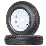 Garvee ST175/80D13 Trailer Tires, 2 Pack, Load Range C 6PLY, 13' White Spoke Rims 5 Lug on 4.5', Max Load 1360 LBS, Durable Bias-Ply All-Season Design for Utility & Boat Trailers, Retail $183.99