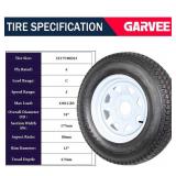 Garvee ST175/80D13 Trailer Tires, 2 Pack, Load Range C 6PLY, 13' White Spoke Rims 5 Lug on 4.5', Max Load 1360 LBS, Durable Bias-Ply All-Season Design for Utility & Boat Trailers, Retail $183.99