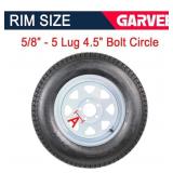 Garvee ST175/80D13 Trailer Tires, 2 Pack, Load Range C 6PLY, 13' White Spoke Rims 5 Lug on 4.5', Max Load 1360 LBS, Durable Bias-Ply All-Season Design for Utility & Boat Trailers, Retail $183.99