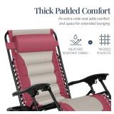Oversized Padded Zero Gravity Chair, Folding Recliner w/ Headrest, Side Tray, Pink/Taupe