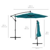Solar LED Offset Hanging Patio Umbrella w/ Crank Tilt Adjustment - 10ft, Cerulean