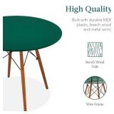 Mid-Century Modern Dining Table, Wooden Legs, Metal Frame, Dark Green/Walnut (Table Only)