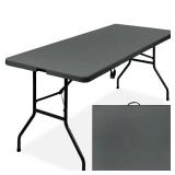 Portable Folding Plastic Dining Table w/ Handle, Lock - 6ft, Dark Gray