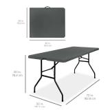 Portable Folding Plastic Dining Table w/ Handle, Lock - 6ft, Dark Gray