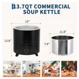 Garvee 13.7QT Commercial Soup Kettle With Stainless Steel Insert For Banquet & Buffet, Built-in Lid, Anti-Scald Handle, Silver