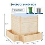 Garvee 33x40 Inch Outdoor Wood Privacy Fence Panels with Planter Box, Sturdy Freestanding Design, Weather-Resistant, 2-Panel AC Unit Screen for Yard, Patio & Pool