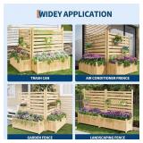 Garvee 33x40 Inch Outdoor Wood Privacy Fence Panels with Planter Box, Sturdy Freestanding Design, Weather-Resistant, 2-Panel AC Unit Screen for Yard, Patio & Pool
