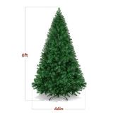 6ft Artificial Green Christmas Tree, Unlit Pine Design w/Easy Assembly
