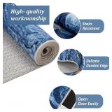 Garvee 5'x7'Soft Modern Abstract Boho Area Rugs for Living Room Washable Large Machine Rug Non-Slip Faux Wool Vintage Carpet for Bedroom Farmhouse Dining Room Kids Room Blue