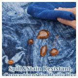 Garvee 5'x7'Soft Modern Abstract Boho Area Rugs for Living Room Washable Large Machine Rug Non-Slip Faux Wool Vintage Carpet for Bedroom Farmhouse Dining Room Kids Room Blue