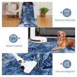 Garvee 5'x7'Soft Modern Abstract Boho Area Rugs for Living Room Washable Large Machine Rug Non-Slip Faux Wool Vintage Carpet for Bedroom Farmhouse Dining Room Kids Room Blue