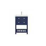 VIOLA 24 in. W Bath Vanity in Monarch Blue Finish with Ceramics Integrated Vanity Top with White Basin