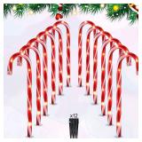 25' Christmas Candy Cane Lights, 72LED Outdoor Pathway Markers Lights Christmas Decor with Stakes, 12 pack