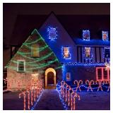 25' Christmas Candy Cane Lights, 72LED Outdoor Pathway Markers Lights Christmas Decor with Stakes, 12 pack