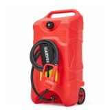 Garvee Upgraded 16 Gallon Gas Tank, Heavy-Duty Fuel Can with Manual Transfer Pump, 10FT Hose, and Casters, Leak-Proof Portable Gas Container for Lawn Mowers, Tractors, Boats, and Snow Blowers, Red