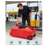 Garvee Upgraded 16 Gallon Gas Tank, Heavy-Duty Fuel Can with Manual Transfer Pump, 10FT Hose, and Casters, Leak-Proof Portable Gas Container for Lawn Mowers, Tractors, Boats, and Snow Blowers, Red