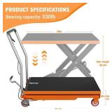 Garvee Single Scissor Lift Table, 330lbs Capacity 28.5' Lifting Height, Hydraulic Lift Table Cart with Locking Wheels and Non-Slip Pad, Hydraulic Scissor Cart for Material Handling and Transportation,