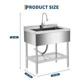 Garvee 20'D X 36'W X 35.5'H Stainless Steel Utility Sink Freestanding Commercial Sink Adjustable Leg Hot and Cold Faucet Large Laundry Tub Kitchen Garage Bathroom Outdoor, Retail $299.99