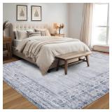 Garvee Area Rug 9x12 Washable Stain Resistant Vintage Border Soft Large Carpet Blue for Living Room Dining Room Bedroom Home Decor Office