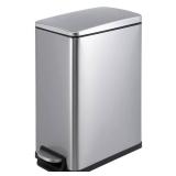 Garvee Slim Trash Can with Lid 12 Gal Stainless Steel Kitchen Garbage Can Inner Bucket Step On Pedal Narrow Metal Trash Bin Silver