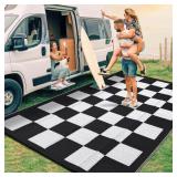 Garvee Outdoor Rug Patio 9x18 Reversible Waterproof Lightweight Plastic Straw Foldable with Carry Bag and Stakes for Picnic Beach