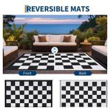 Garvee Outdoor Rug Patio 9x18 Reversible Waterproof Lightweight Plastic Straw Foldable with Carry Bag and Stakes for Picnic Beach