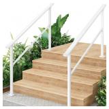 Garvee Handrails for Outdoor Steps, 4-5 Step Handrail, Metal Porch Railing, Black Wrought Iron, 56'x36'