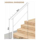 Garvee Handrails for Outdoor Steps, 4-5 Step Handrail, Metal Porch Railing, Black Wrought Iron, 56'x36'