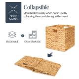 Set of 5 Collapsible Hyacinth Storage Baskets w/ Inserts - 12x12in