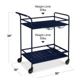 2-Tier Rolling Bar Cart Indoor/Outdoor w/ Shelves, Wine Rack, Locking Wheels