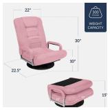 Gaming Floor Chair w/ 360-Degree Swivel, Armrest, Adjustable Backrest, Pink