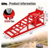 Garvee 2 Pack Car Ramps Hydraulic High Lift Service Automotive Car Lift 5T 12000LBS Red