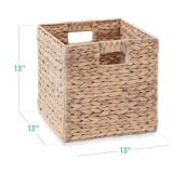 Set of 5 Collapsible Hyacinth Storage Baskets w/ Inserts - 13x13in