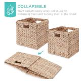 Set of 5 Collapsible Hyacinth Storage Baskets w/ Inserts - 13x13in