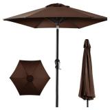 Outdoor Steel Market Patio Umbrella Decoration w/ Tilt, Crank Lift - 10ft, Brown