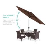 Outdoor Steel Market Patio Umbrella Decoration w/ Tilt, Crank Lift - 10ft, Brown