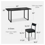 Modern Dining Room Kitchen Table, Dining Table, - Black/Black (Table Only)