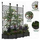 Garvee 3 PCS Raised Garden Bed with Trellis, 48' x 63' Plastic Planter Box for Climbing Plants, Outdoor Vertical Garden with Privacy Screen for Patio, Balcony, Backyard – Sturdy & Lightweight