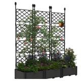 Garvee 3 PCS Raised Garden Bed with Trellis, 48' x 63' Plastic Planter Box for Climbing Plants, Outdoor Vertical Garden with Privacy Screen for Patio, Balcony, Backyard – Sturdy & Lightweight